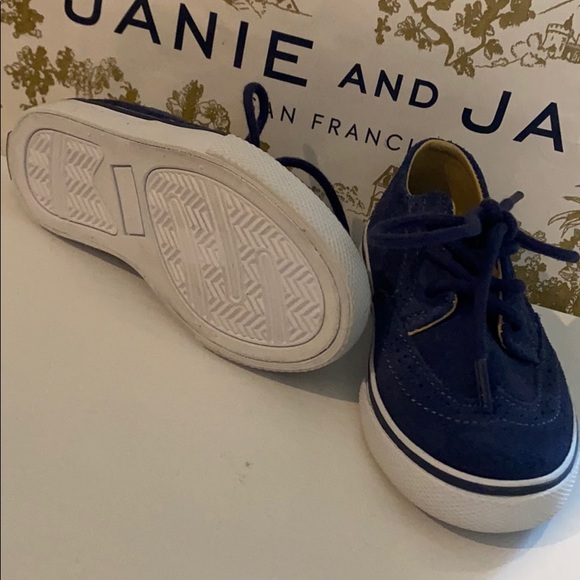 Janie and Jack navy wingtip sneakers #1 - Picture 3 of 5